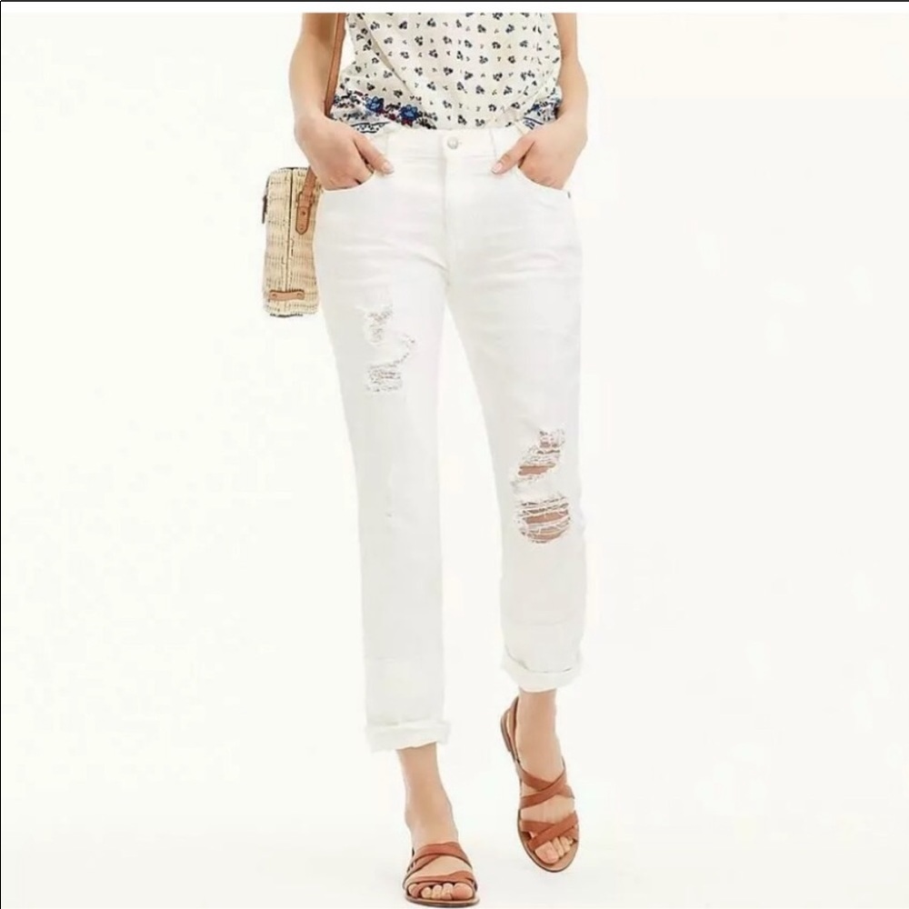 J. Crew Point Sur white distressed jeans sz 34